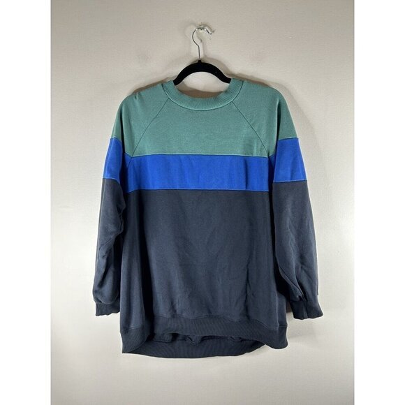 American Eagle Blue Green Oversize Long Jegging Sweatshirt Size Medium - Picture 1 of 6